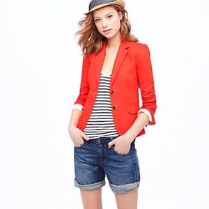 J.Crew Orange Red Classic Schoolboy Linen Blazer